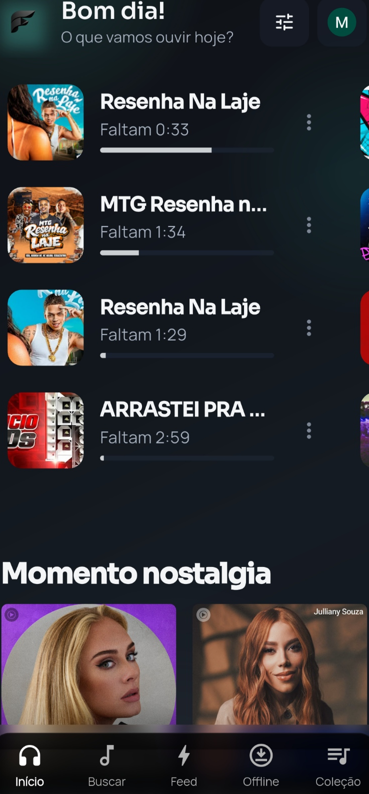Tela do Fluxo mostrando a seção continuar ouvindo